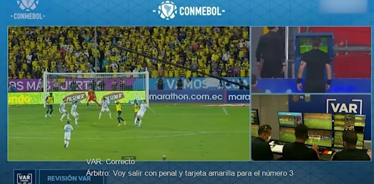 Conmebol reveló el audio del VAR que sancionó el penal para Ecuador ante Argentina